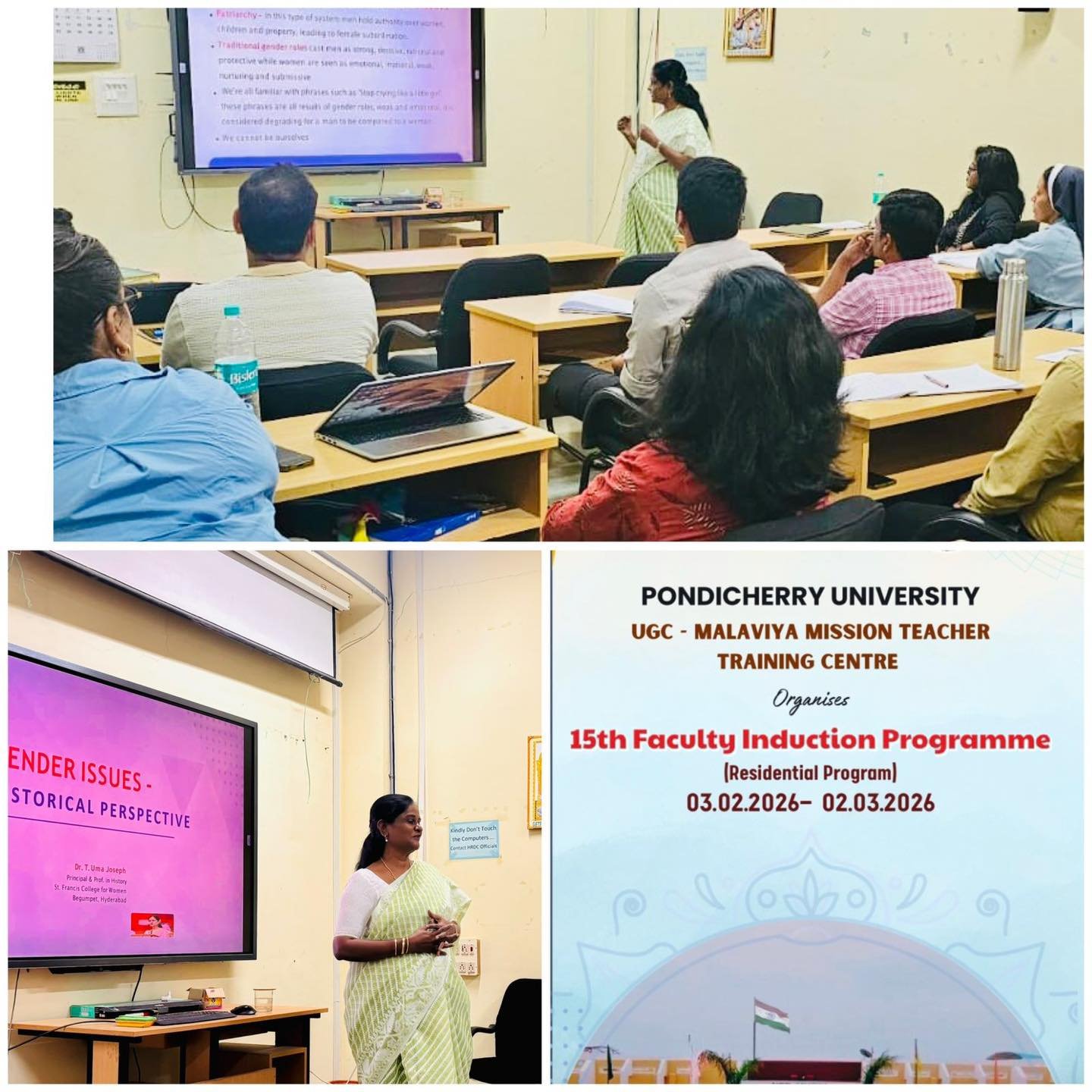 Prof. Uma Joseph, Principal, was invited as a Resource Person at the UGC–Malaviya Mission Teacher Training Centre (MMTTC), Pondicherry Central University